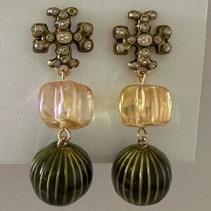 Tory Burch Roxanne jewelry double drop Statement Earrings